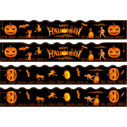 Halloween Classroom Bulletin Board Border | Orange on Black Design